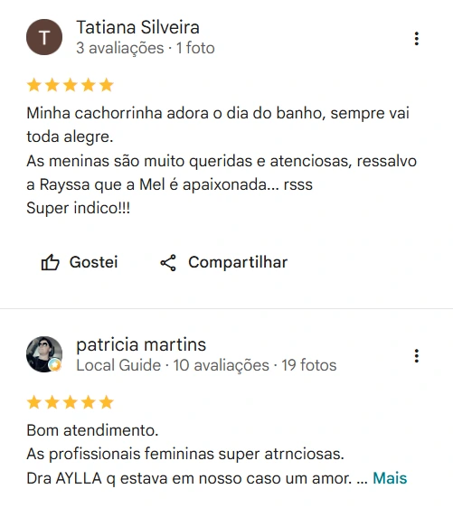 Avaliação real de tutor no Google