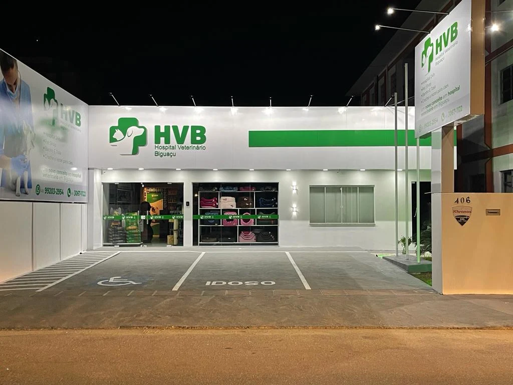Fachada do HVB Hospital Veterinário, no Centro de Biguaçu